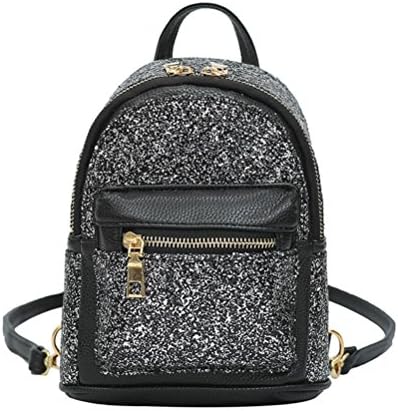 Fanshu Girls Cute Sequin Mini Backpack Leather Purse Women Backpack Leather Cross Body Bag Silver