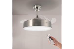 M mimotec - Ventilatore da soffitto con luce a LED Messe 72W Nichel con luce, Telecomando e controllo dall'app, basso consumo energetico, motore DC, 6 velocità, silenzioso