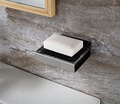 Hihoddy Badezimmer Seife ,Selbstklebende Seifenschale Saver Gericht Halter Seifenablage - Seifenschale-Seifenkorb für Badezimmer Küche Dusche, Edelstahl-Seifenhalter ohne Bohren