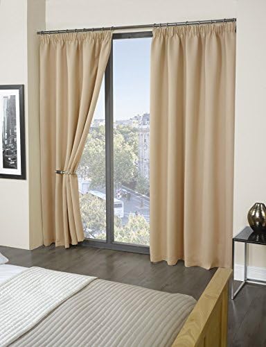 Luxury Thermal Supersoft Blackout Curtains Natural (46" Wide x 90" Drop) by ECO