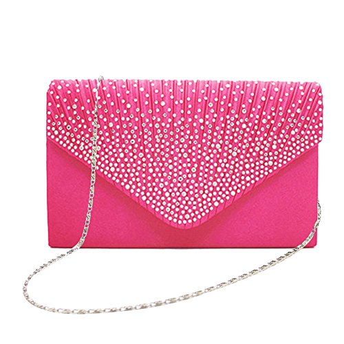 Preisvergleich Produktbild Tingtin Handtasche Abendtasche Damen Clutch Handtasche Bag Umhängetasche Kleine Schultertasche Damentaschen mit Satin Strass-Nieten für Party Hochzeit Alltag Einkauf