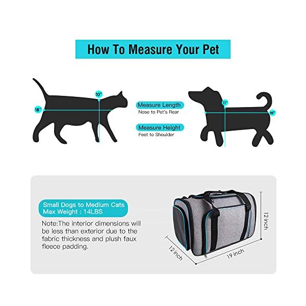 Siivton Pet Carrier for Cat, Puppy, Portable Foursides Expandable