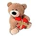 Produktbild TE-Trend Plüsch Teddy Bär mit rotem Herz und Schleife sitzend 33cm Kuscheltier Teddybär braun