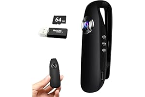 SONGYUKA Mini Spy Camera 1080P Video, Body Camera Wearable, Police Cam with Smart Motion Detection, Pocket Clip for Office, Law Enforcement, Security Guard, Home, Car, Bike, Hiking 64G SD gift(WDJ)
