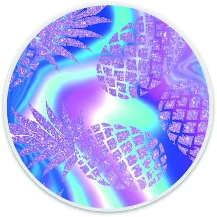 Expanding Stand and Pop Grip for Phone Multifunction Tablets Holder Mount Socket for iPad, Smartphones or Kindle - Purple Pineapple Glitter White