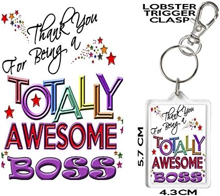 BOSS Gift Keyring. Thank You for Being A Totally Awesome Boss. Can Be Personalised. Affordable Boss Birthday, Anniversary, Christmas, Retirement or Celebration Gift