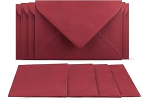 ‎COLOURS 4-YOU BY GLÜXX-AGENT 50 Klappkarten mit Umschlägen Set Dunkelrot - DIN A6 Blanko Doppelkarten 14,8 x 21 cm (160 g/m²) - DIN C6 Umschlag 11,4 x 16,2 cm (100 g/m²) Nassklebung - Grußkarten Einladungskarten Hochzeit