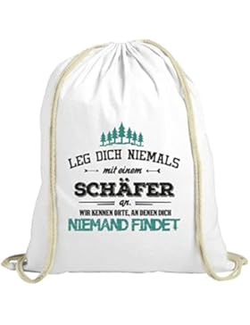 Jubiläums Geschenkidee natur Turnbeutel mit Schäfer-wir kennen Orte Motiv