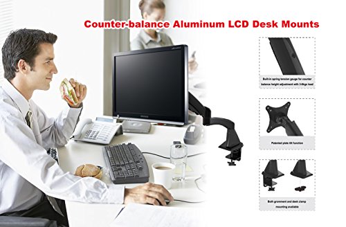 HFTEK® DS112F Monitor Standfuß Halterung Halter Tischhalterung Stand für TFT LED LCD Bildschirm Monitor 15 – 27 Zoll mit VESA 75 / 100 (DS112F Schwarz) - 3