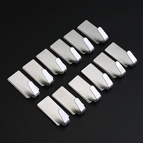 NUOLUX Handtuchhaken, 12pcs Handtuchhaken Edelstahl, Handtuchhaken selbstklebend - 7