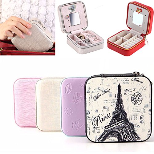 ROSENICE Schmuckkasten Schmuckkoffer Kunstleder Schmuck Box Organizer (Silber) - 5