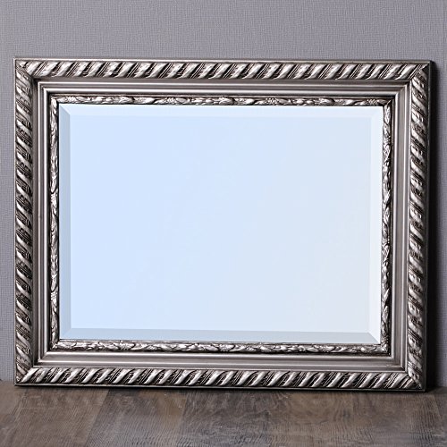 WANDSPIEGEL BAROCK SILBER ANTIK DESIGN SPIEGEL Stripe 50x40cm MIT HOLZRAHMEN - 7