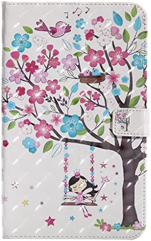 Samsung Galaxy Tab T385 Case , Multi-Function Screen Protector PU Leather , Ultra Slim Lightweight with Stand/Auto Sleep Wake-up Function Ciover Smart Case for Samsung Galaxy Tab T385 Case - Girl under the tree + 1X Dust plug & Dustproof cloth