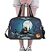 Produktbild Halloween Geisterhaus Gespenstischer Friedhof Benutzerdefinierte Große Gym Totes Fitness Handtaschen Reise Seesäcke mit Schultergurt Schuhbeutel für die Übung Sport Gepäck für Mädchen Frauen Frauen