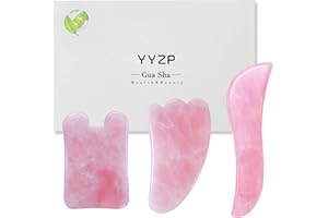 YYZP Gua Sha Narzędzie do twarzy (zdrapuj odpady ciała i odmładza skórę) 100% naturalny różowy kwarc narzędzia Gua Sha, 3 szt. - różowe