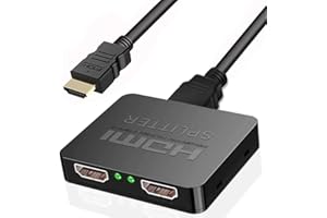 Sfunpu HDMI Splitter 1 in 2 Out, 4K 3D 1080P HDMI Splitter 1 to 2 for Dual Monitors, HDMI Splitter 1x2 for MacBook, Xbox, PS3/4, Roku Blu-Ray Player 4K HD Hdmi Screen Splitter Switcher