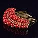 SODIAL(R) STUNNING BRIDAL WEDDING Crystal Pearl RHINESTONES PEARLS HAIR COMB CLIP (red)