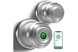 VANKER KLLOQUE Serrure de Porte Intelligente avec Poignée de Sécurité Domestique, Installation Facile, Idéal pour Chambre à Coucher Salle de Bain (Argent)