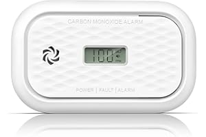 Andyssey Detektor tlenku węgla z wyświetlaczem LCD, czujnikiem CO i wymienną baterią - Przenośny alarm do domu i podróży - 10 lat ochrony (w zestawie bateria), ZA326