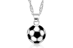 Ryaupy Collier avec pendentif en forme de football, en acier inoxydable, cadeau de football, pour garçons, filles, enfants, hommes, femmes, bijoux unisexes pour Noël, 55 cm