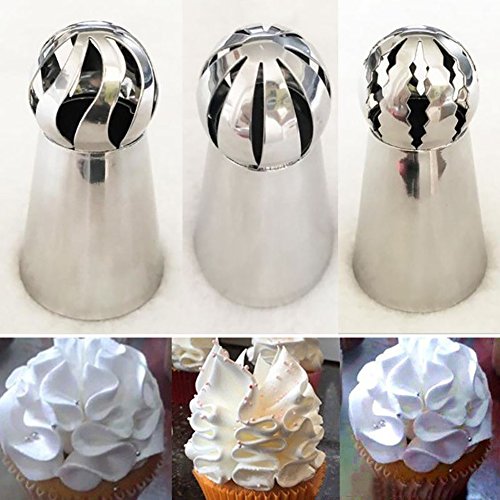 NALATI 3pcs Russische Spritztüllen Edelstahl Garniertüllen Düsen Set Blumen Cupcake Dekoration - 2