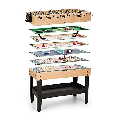 oneConcept Game-Star • table à jouer • table multifonction • 37 jeux différents • pieds réglables en hauteur • description complète des jeux • dimensions: env. 105 x 71 x 58 cm (lxhxp)