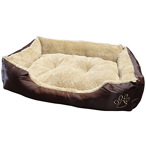 Hossi's Wholsale Animale Letto con cuscino double-face in 61 x 48 x 18 cm, interno ed esterno beige, marrone Incluso 1 Rotolo di 16l sacchetto per rifiuti