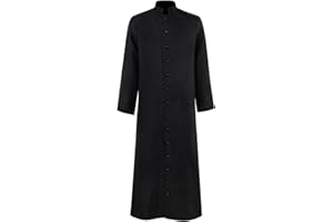 YOSUWOAI Prêtre clergé romain soutane costume gothique pour homme, coupe ajustée, col montant, longueur médiévale, cosplay, style médiéval, punk, robe prêtre