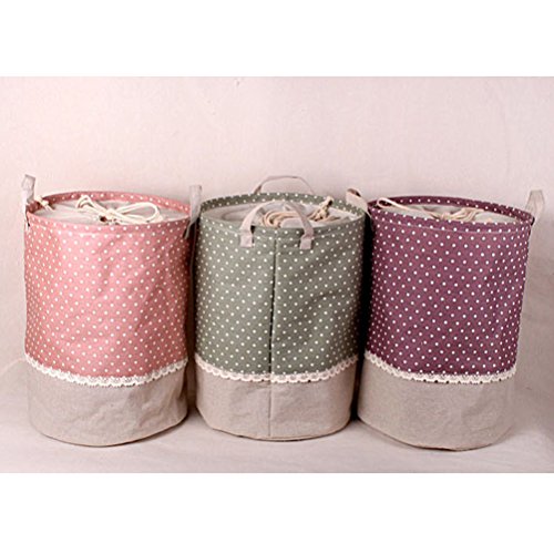 Fieans Wäschekorb Klapp Kinder Spielzeug organizer Spielzeug aufbewahrung Spielzeug Warenkorb Kleidung Halter wäschebox mit Deckel gepunktet-Kaffee - 5