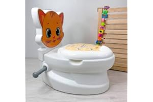 LOCO BY CRAZY SHOES Vasino Portatile da Viaggio o Casa - Sedile per Bambini 3-in-1 Vasino Riduttore Water per bambini Sedia Rialzo a forma di cagnolino pulcino gattino o pinguino (Gattino)