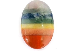 crystalmiracle Multi Chakra Thumb Stone Cristallo Guarigione Benessere Energia positiva Pace Preoccupazione Pietra Meditazione Realizzato a mano per unisex, Verde Blu Grigio, Da 1,25 A 1,5 Pollici