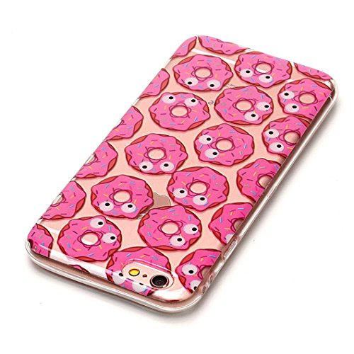 Wanxideng Funda iPhone 6 6S Slim Clear Case Cover Carcasa Transparente Claro Funda de Silicona TPU Carcasa Ultra Delgado Ligero Funda Suave Liso Casco Anti Rasgu  os Caja Anti Choque Funda Protectora con dise  o creativo - Donut Rosado