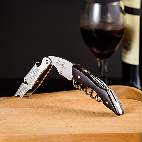 Benkia Kellnermesser mit Holzgriff in schwarz inkl. Wein-Ratgeber Ebook – Profi Korkenzieher aus Edelstahl in Gastronomie Qualität mit Flaschenöffner, Folienschneider - 3
