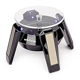 Leadleds® Solarbetriebener, attraktiver, leichter Display-Ständer mit Drehteller aus Kunststoff, schwarz, mit 4 blauen LED-Leuchten, 1.50V