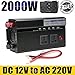 Price comparison product image Car 2000W Power Inverter DC 12V to AC 220V - 4 USB Charging Ports + 2 Outlets + 2 Cigarette Sockets + Digital Display + Battery Cables for Outdoor Travel Phone Charge, Laptop, TV, DVD (2000W)