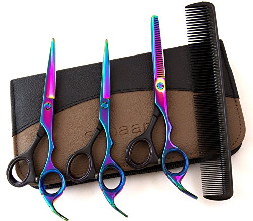 Professionelle Frisörscheren Barbier Effilierschere Haare Schneiden & Ausdünnen/Volumen Scheren Set Gesamtlänge – Rasiermesserscharf Japanischer Stahl&Feineinstellung Spannungsschraube - 4
