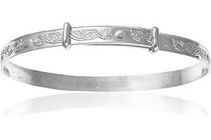 DESIGNER INSPIRATIONS BOUTIQUE Irish Celtic Design/Claddagh Design Expanding/Expandable/Adjustable Bangle Bracelet for Baby/Child/Children/Women - 925 Sterling Silver - Childrens Jewellery