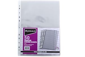 Ryman Premium Punched Pockets A4 80 Micron Pack of 50