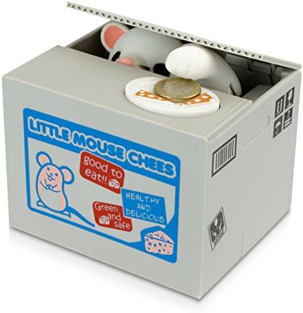 Money Box with Mouse - Gray "Rich Mouse" Design - Gadget Electric Money Bank as a Gift Idea - Grinscard