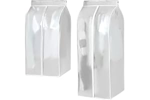 Gsrhzd 2 piezas Fundas ropa, Funda perchero burro, Gran funda protectora de ropa a prueba de polillas y polvo para chaqueta, abrigo, traje (transparente-60 * 50 * 90 cm + 60 * 50 * 110 cm)
