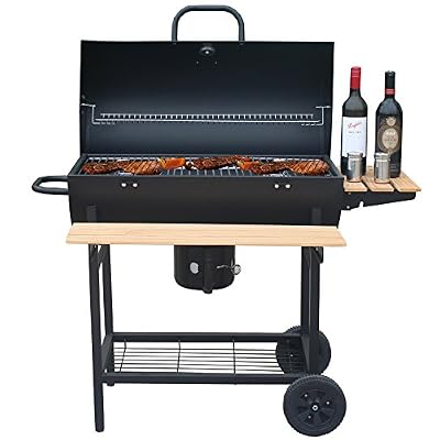 ROBBY barbecue à charbon 70x35cm avec chariot - smoker chef xl