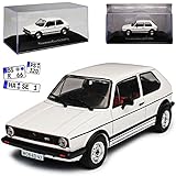 Aus Metall mit Plastikteilen Atlas Volkwagen Golf I 1 GTI 3 Türer Weiss 1974-1983 Mit Sockel und Vitrine 1/43 Modell Auto mit individiuellem Wunschkennzeichen