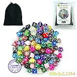 Rich and Colorful Stones: Rainbow Glitters, Gem Vine Dice Ruby, Sapphire Blue, Emerald green and Amber, Bloody Jungle; as well as clear and smoke transparent; dice include a range of marble, transparent, swirly and glitter styles.