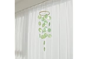 ZOYIEP Windspiel, Boho Deko Muschel Traumfänger Girlanden 43 cm Länge Weiß Windspiel, Windspiel Anhänger Retro Capiz Muscheln Windspiele (Grün)