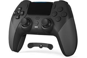 CHEREEKI Compatible with PS4 Controller Wireless Controller for P-4/Pro/Slim Bluetooth Remote Gamepad Joystick Vibration Turbo Six-Axis Sensor Audio Jack Touch Panel Wake UP Game Controller Black