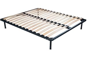 EVERGREENWEB MATERASSI & BEDS EVERGREENWEB Rete Letto Matrimoniale Completamente SMONTABILE a Doghe in Legno Ortopedica con 4 Piedi, Struttura portante in Ferro Rinforzata, Base da Incasso per Tutti i Letti e Materassi - Apple