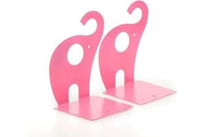 WINTERWORM Serre-livres en métal antidérapant avec motif éléphant de dessin animé (rose)