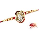 To The Nines Ganesh Rakhi for Brother with Tilak Material and Greeting Card: 