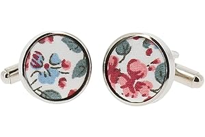 CRAVATESLIM Cravate et Noeud Papillon Homme et Garçon - Pochette costume et Boutons de Manchette - Liberty Corail et Blanc - Motif fleuri - Mariage champetre Floral - Cérémonie thème à Fleurs