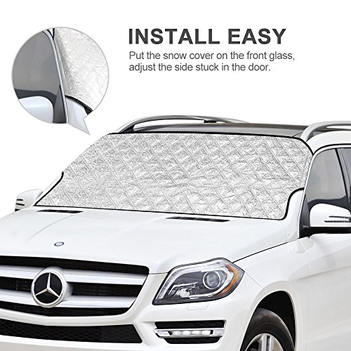 A2ZWORLD Copertura Parabrezza Auto Antighiaccio - 225x90 Cm, Con Chiusura Sicura, Protezione Invernale Universale